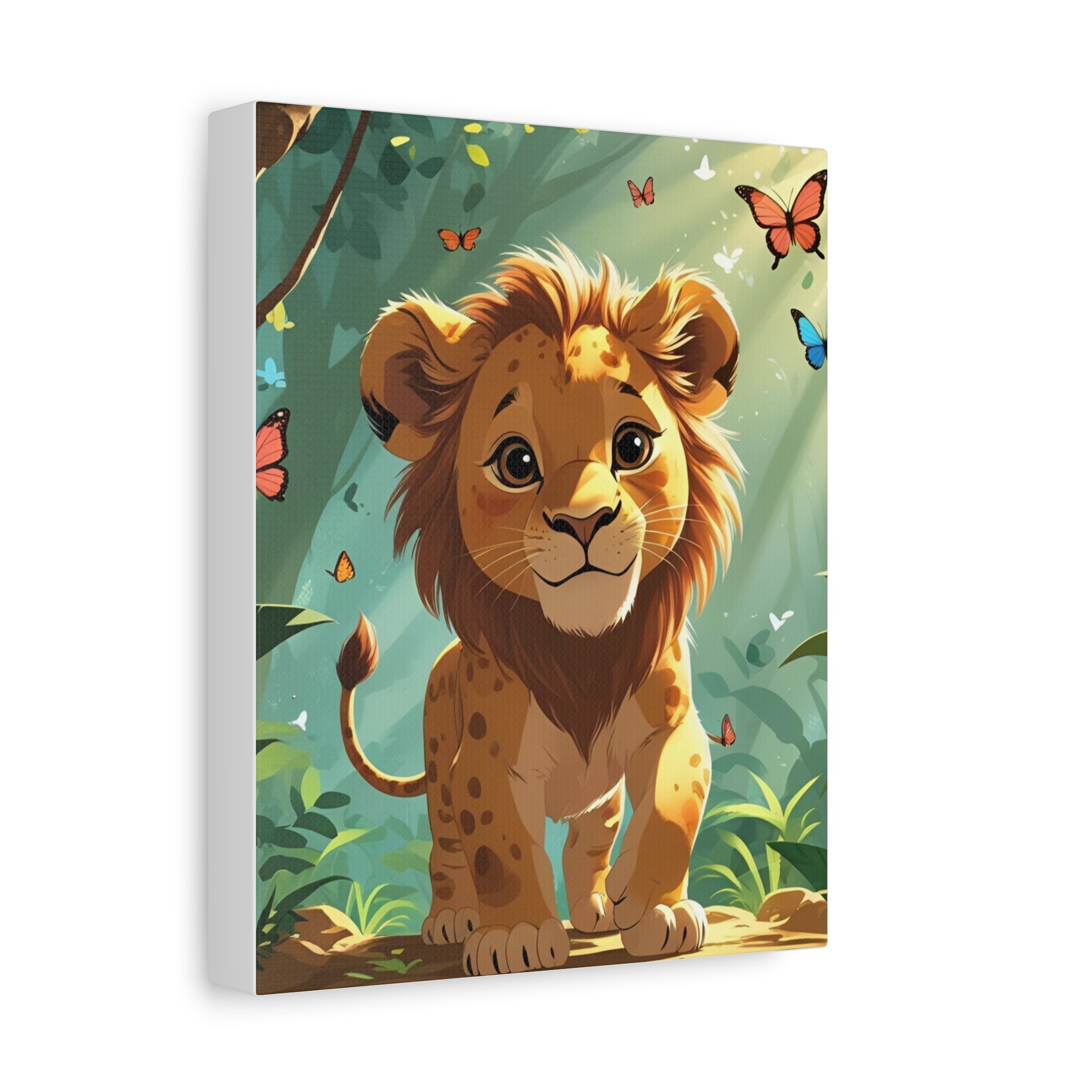 Adorable Lion Canvas Art Print, Cute Nursery Decor, Kids Room Wall Art, Animal Lover Gift, Home Decoration
