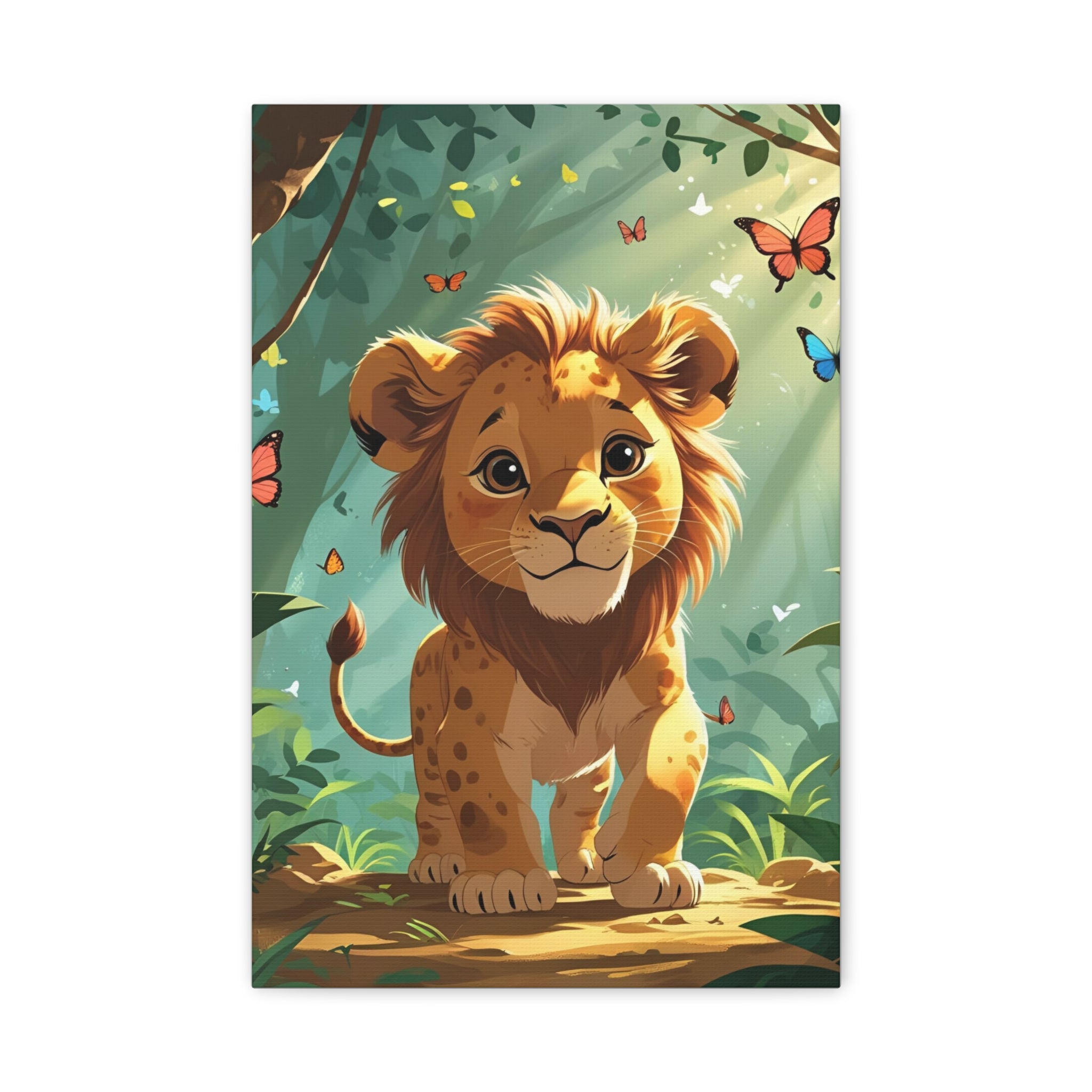 Adorable Lion Canvas Art Print, Cute Nursery Decor, Kids Room Wall Art, Animal Lover Gift, Home Decoration