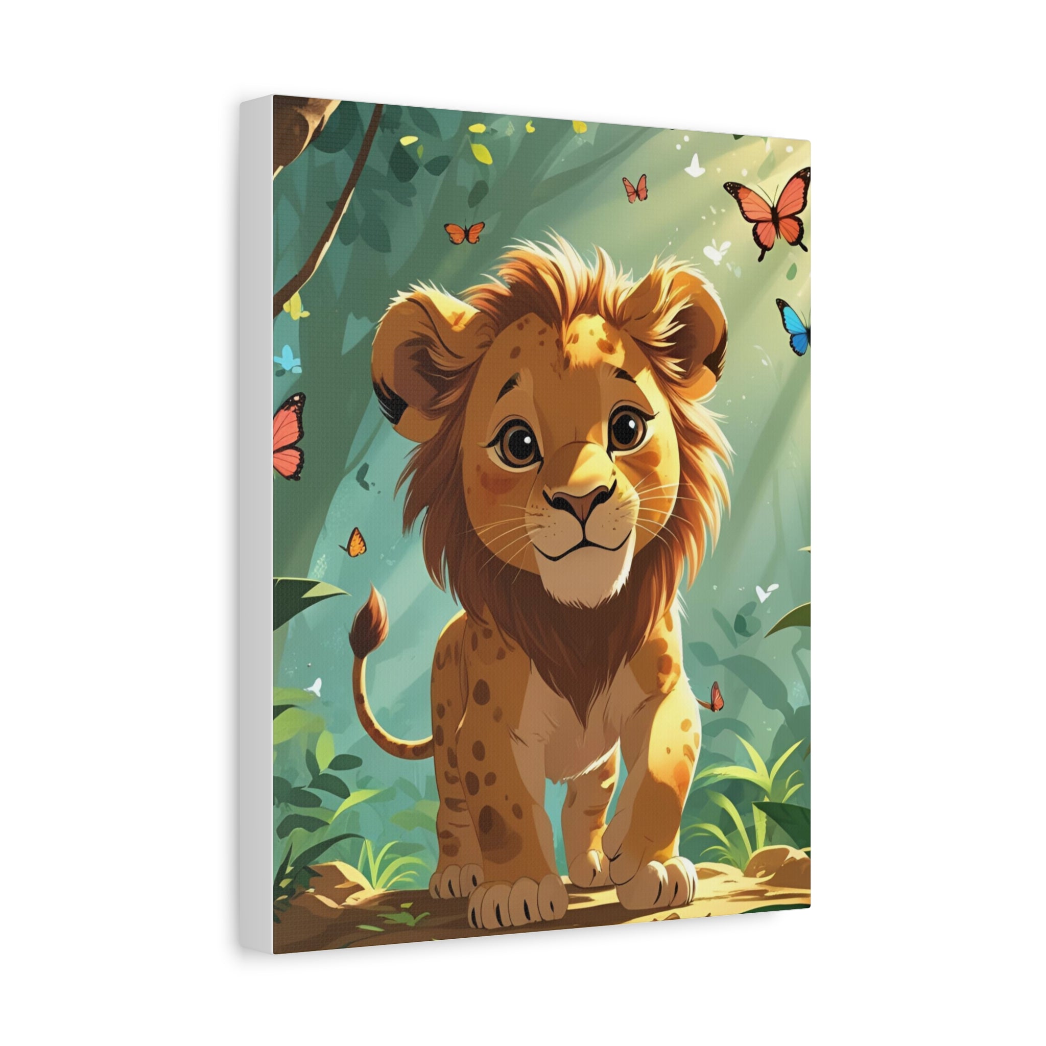 Adorable Lion Canvas Art Print, Cute Nursery Decor, Kids Room Wall Art, Animal Lover Gift, Home Decoration