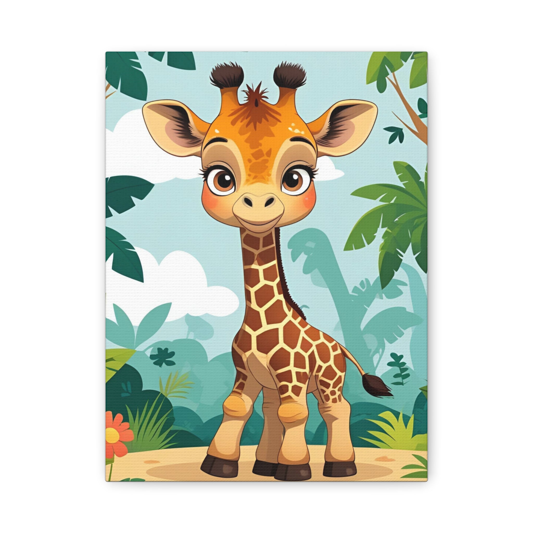 Adorable Giraffe Canvas Wall Art, Kid's Room Decor, Nursery Decor, Baby Shower Gift, Animal Print Decor, Playroom Wall Art