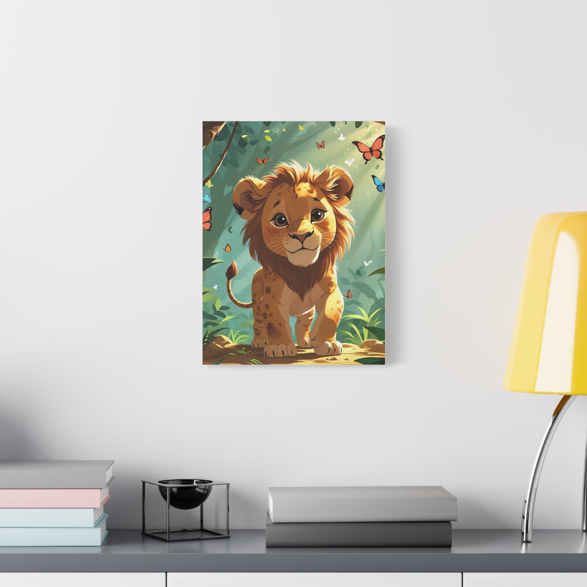 Adorable Lion Canvas Art Print, Cute Nursery Decor, Kids Room Wall Art, Animal Lover Gift, Home Decoration