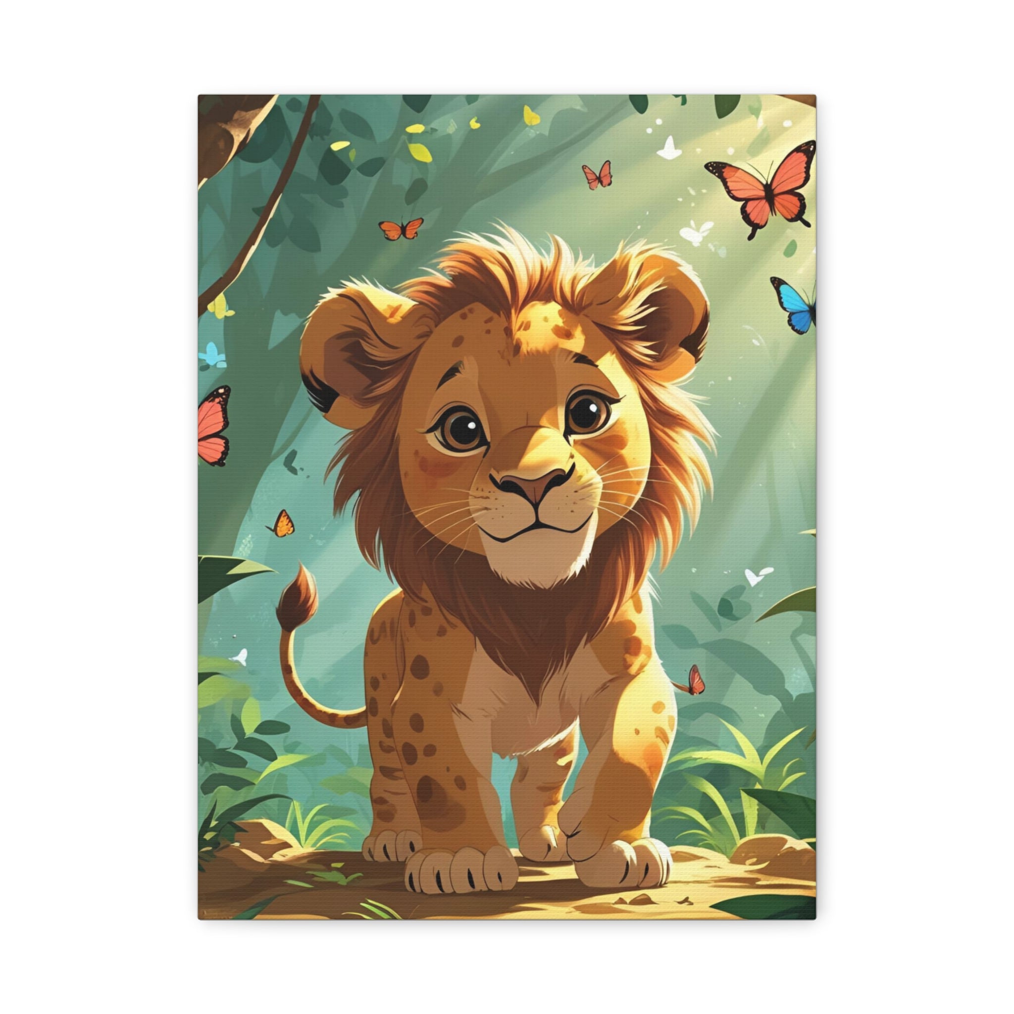 Adorable Lion Canvas Art Print, Cute Nursery Decor, Kids Room Wall Art, Animal Lover Gift, Home Decoration