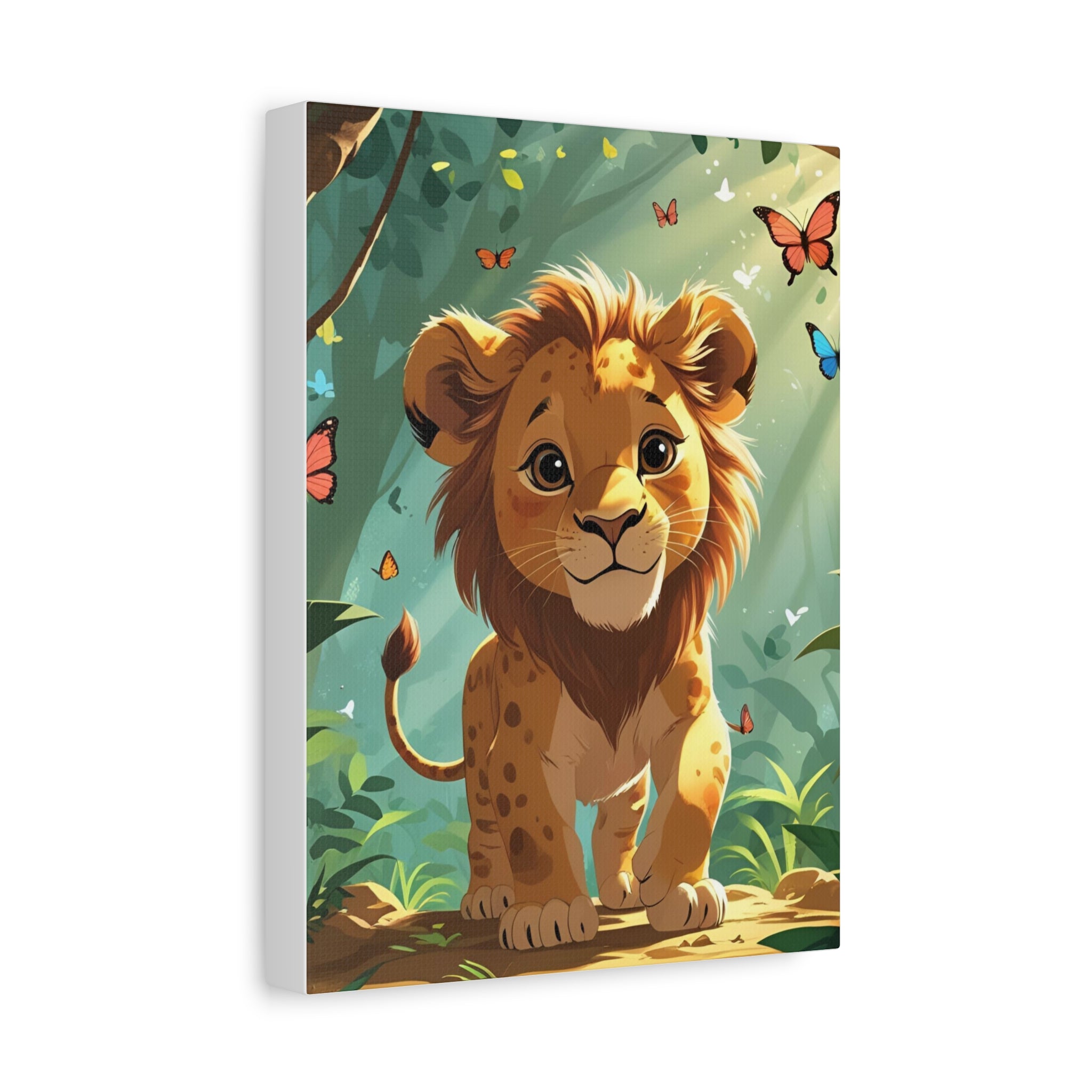 Adorable Lion Canvas Art Print, Cute Nursery Decor, Kids Room Wall Art, Animal Lover Gift, Home Decoration