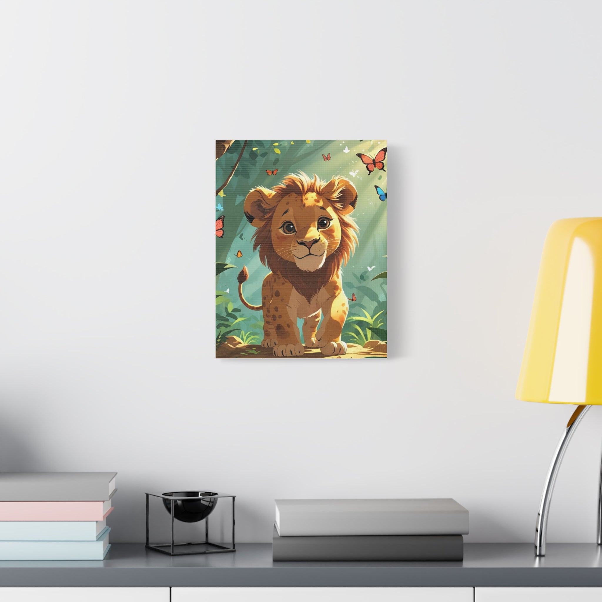 Adorable Lion Canvas Art Print, Cute Nursery Decor, Kids Room Wall Art, Animal Lover Gift, Home Decoration