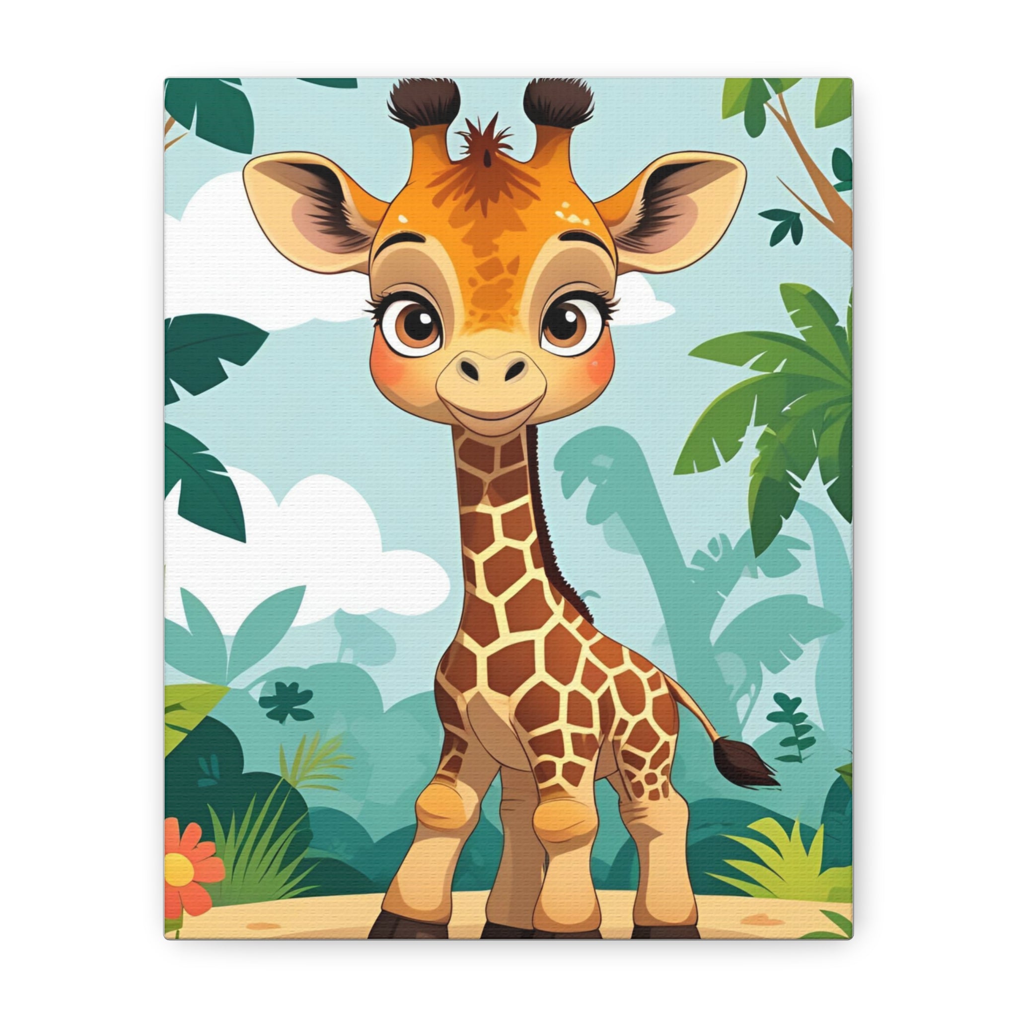 Adorable Giraffe Canvas Wall Art, Kid's Room Decor, Nursery Decor, Baby Shower Gift, Animal Print Decor, Playroom Wall Art