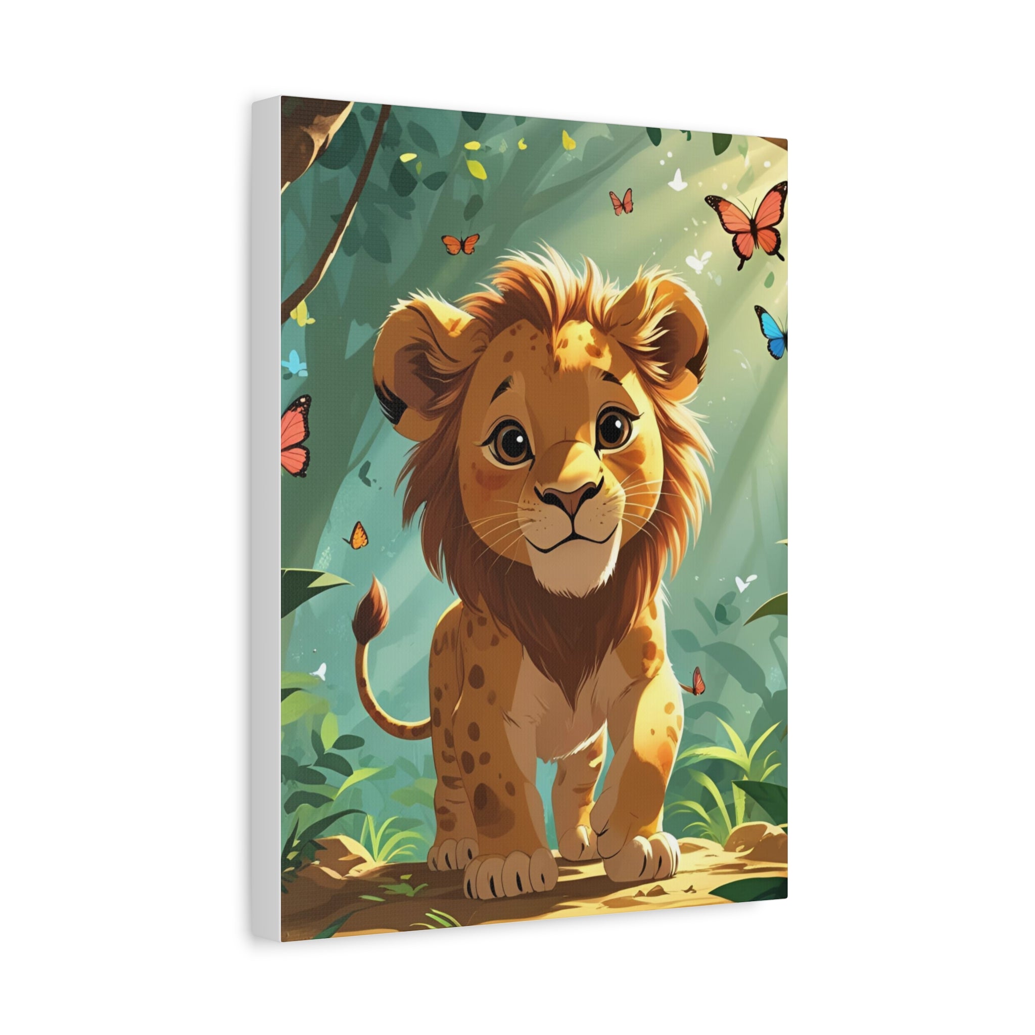 Adorable Lion Canvas Art Print, Cute Nursery Decor, Kids Room Wall Art, Animal Lover Gift, Home Decoration