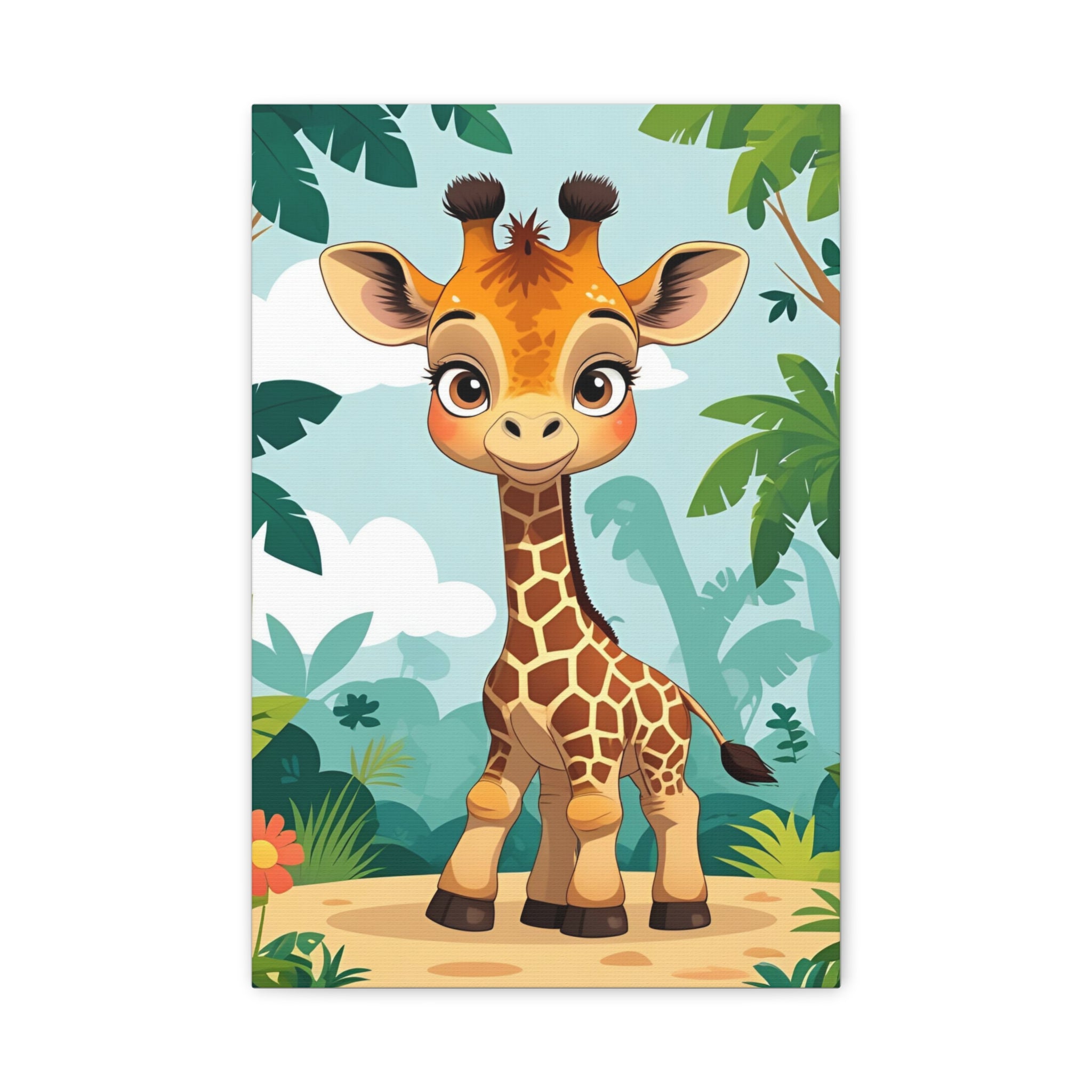 Adorable Giraffe Canvas Wall Art, Kid's Room Decor, Nursery Decor, Baby Shower Gift, Animal Print Decor, Playroom Wall Art