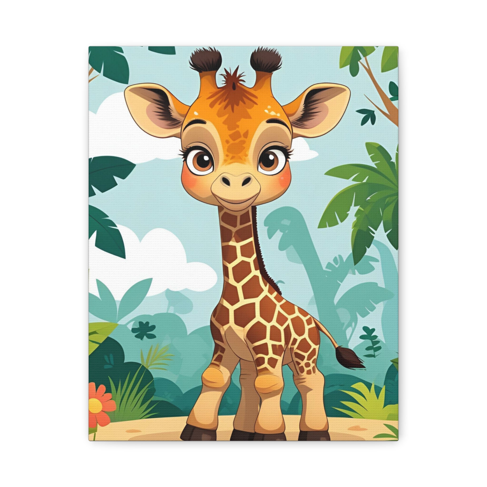 Adorable Giraffe Canvas Wall Art, Kid's Room Decor, Nursery Decor, Baby Shower Gift, Animal Print Decor, Playroom Wall Art