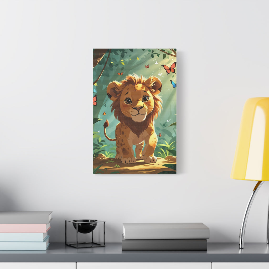 Adorable Lion Canvas Art Print, Cute Nursery Decor, Kids Room Wall Art, Animal Lover Gift, Home Decoration