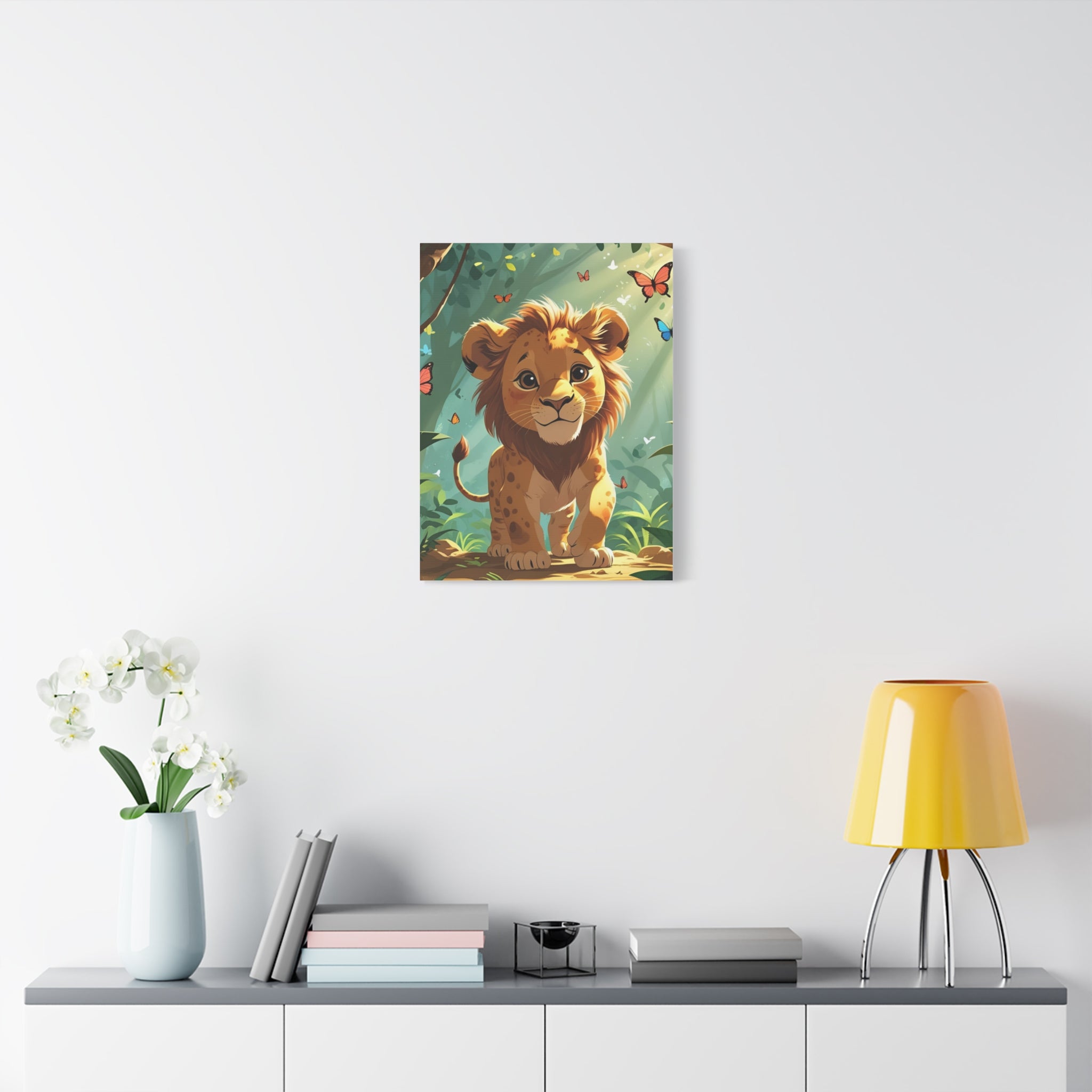 Adorable Lion Canvas Art Print, Cute Nursery Decor, Kids Room Wall Art, Animal Lover Gift, Home Decoration