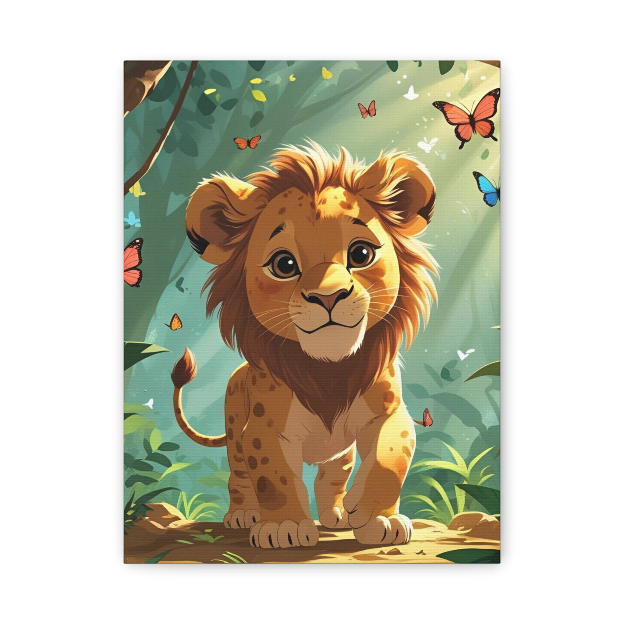 Adorable Lion Canvas Art Print, Cute Nursery Decor, Kids Room Wall Art, Animal Lover Gift, Home Decoration