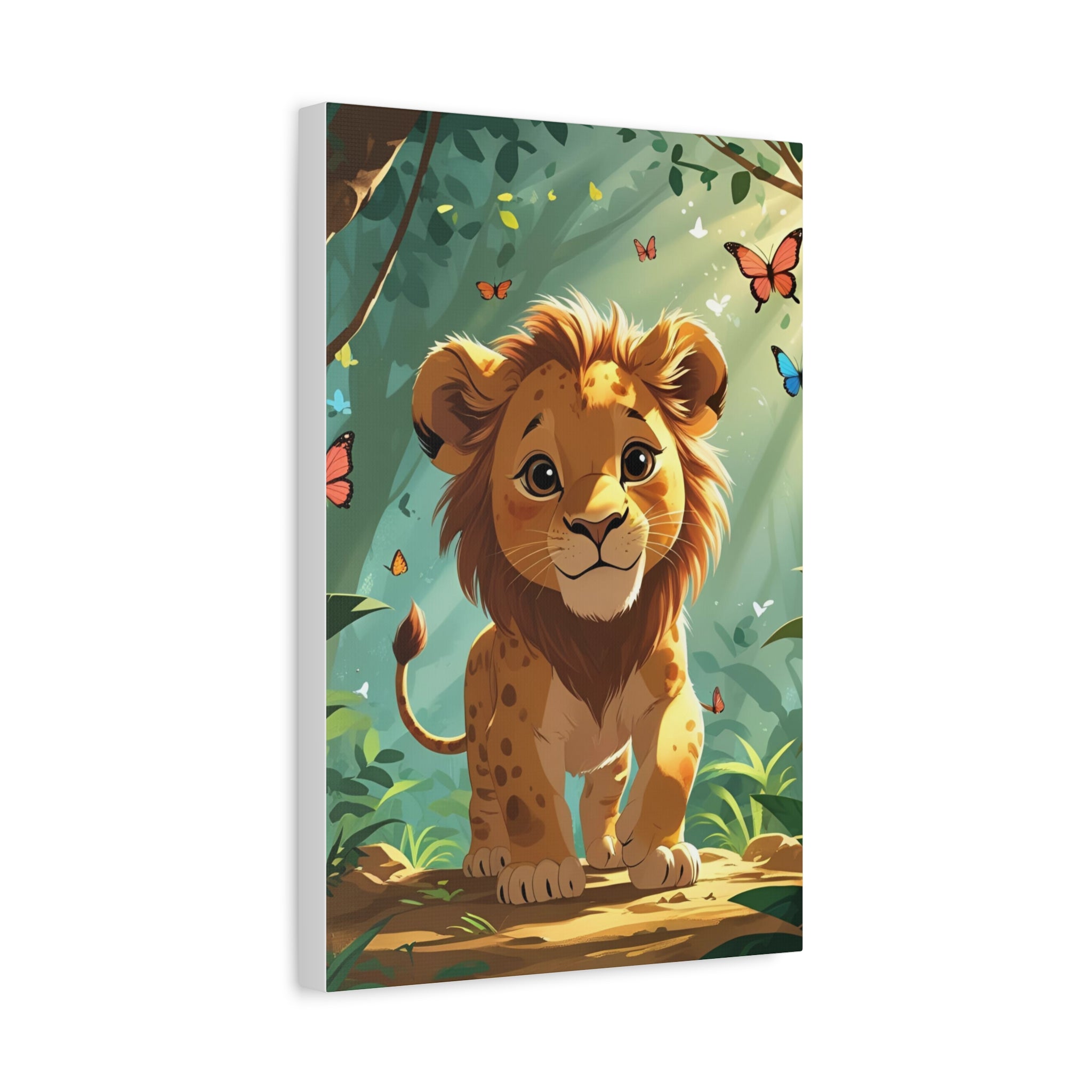 Adorable Lion Canvas Art Print, Cute Nursery Decor, Kids Room Wall Art, Animal Lover Gift, Home Decoration