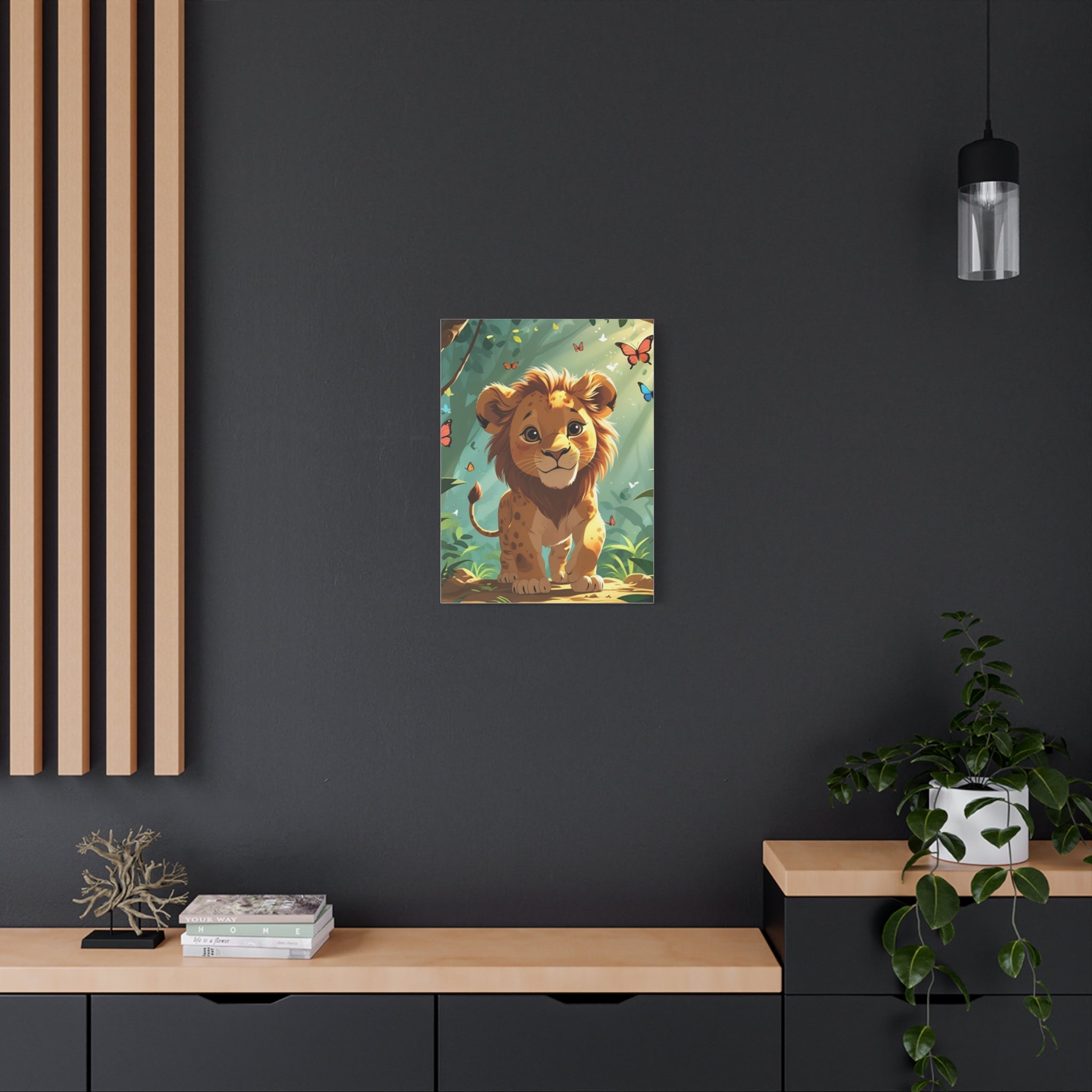 Adorable Lion Canvas Art Print, Cute Nursery Decor, Kids Room Wall Art, Animal Lover Gift, Home Decoration