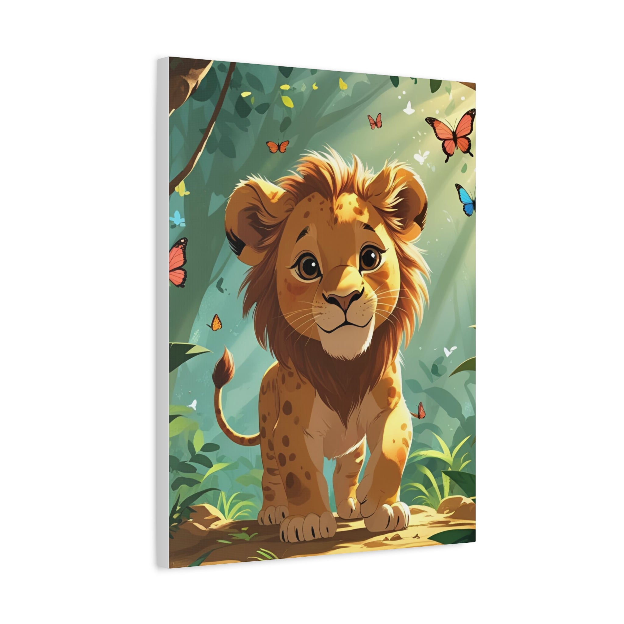 Adorable Lion Canvas Art Print, Cute Nursery Decor, Kids Room Wall Art, Animal Lover Gift, Home Decoration