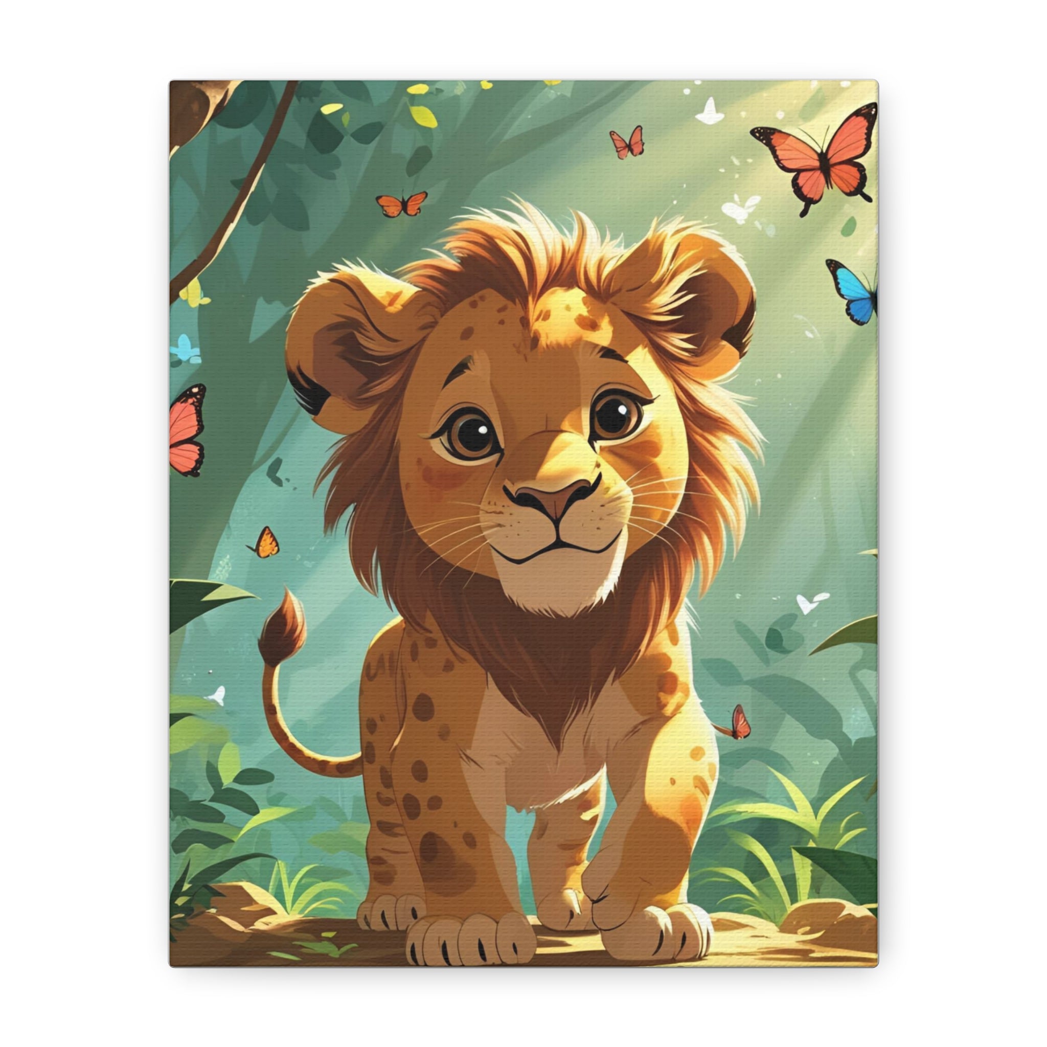 Adorable Lion Canvas Art Print, Cute Nursery Decor, Kids Room Wall Art, Animal Lover Gift, Home Decoration