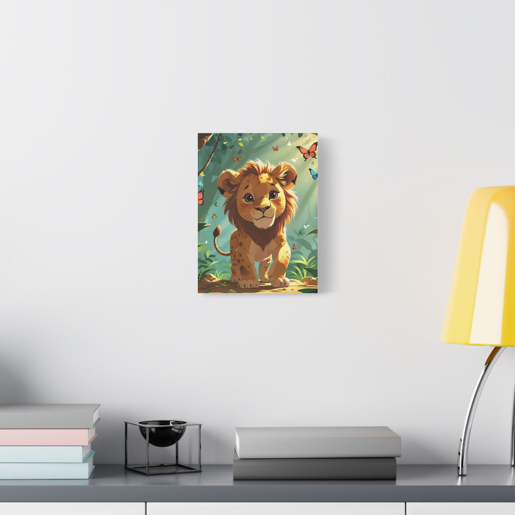 Adorable Lion Canvas Art Print, Cute Nursery Decor, Kids Room Wall Art, Animal Lover Gift, Home Decoration