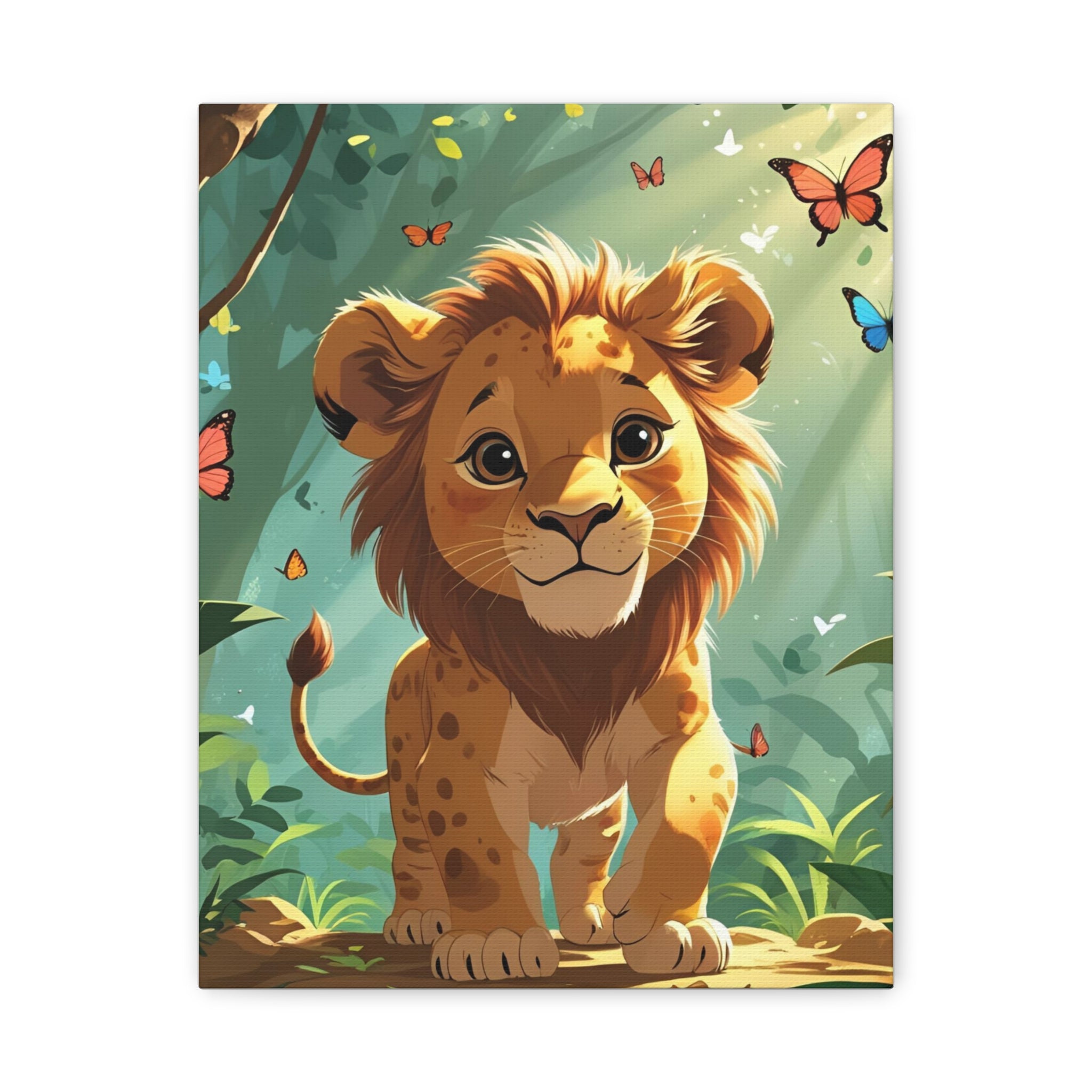 Adorable Lion Canvas Art Print, Cute Nursery Decor, Kids Room Wall Art, Animal Lover Gift, Home Decoration